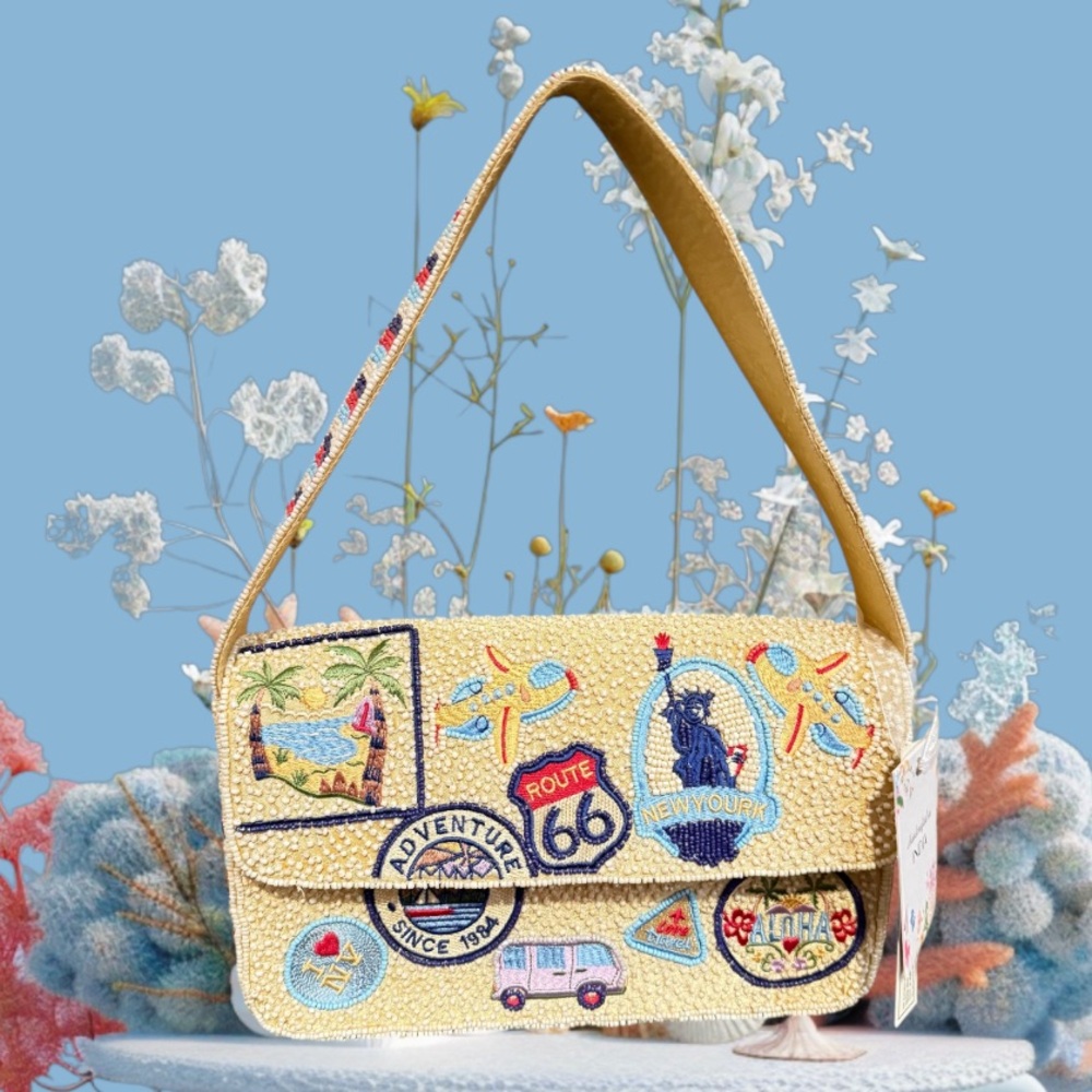 New Handcrafted in India Embroidered Patchwork Shoulder Bag